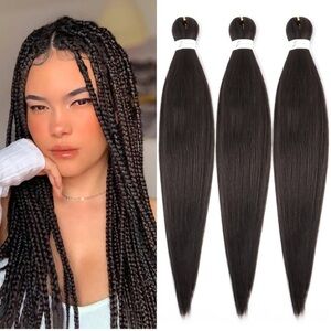 Dark Brown Braiding Hair Pre Stretched 26 Inch 4 Packs Crochet Box Braids NEW